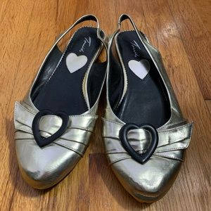 gold flats with heart buckle